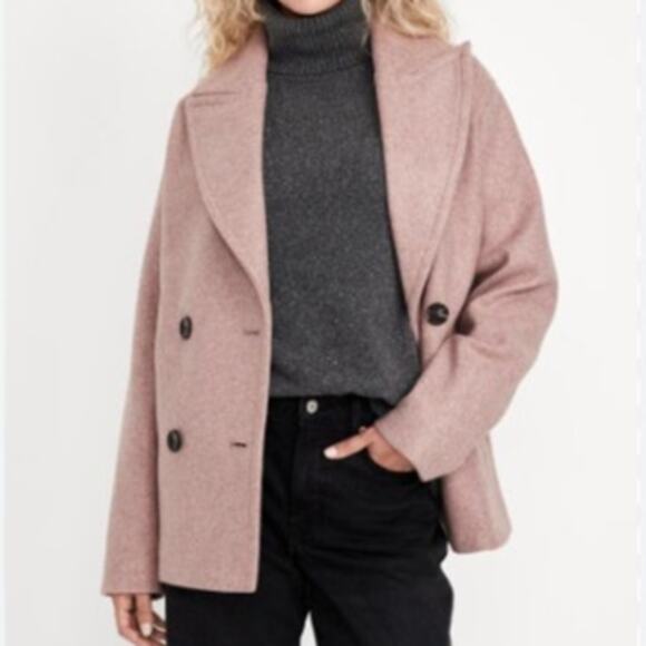 NEW Old Navy Collared Button Pink Soft Peacoat Winter Coat Medium TALL MT - Picture 2 of 8